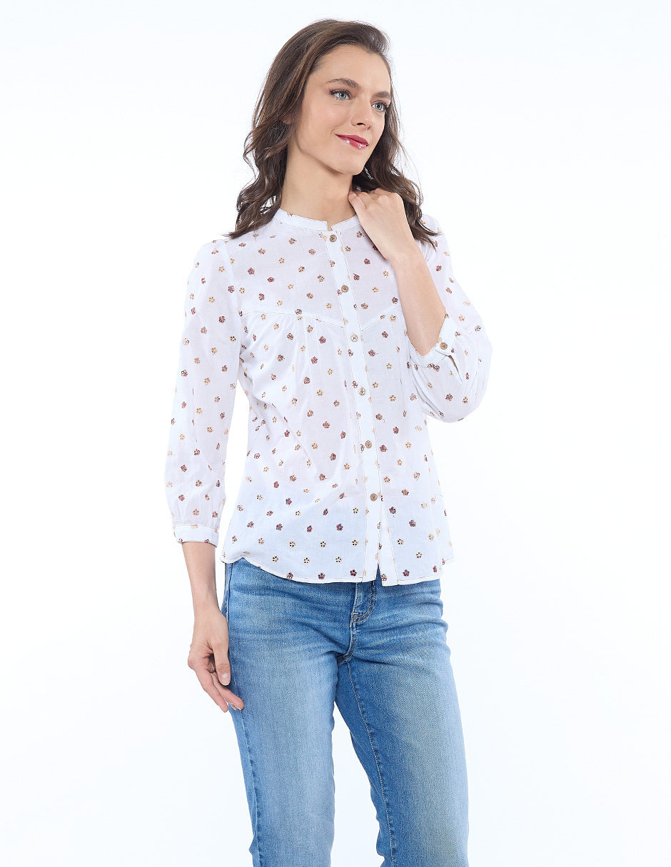 Blusa Blanco Bordada Esenciales