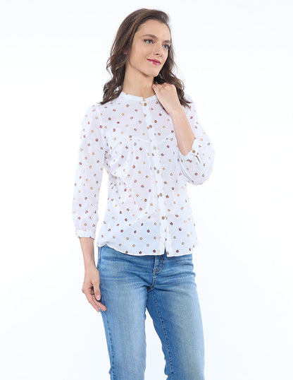 Blusa Blanco Bordada Esenciales
