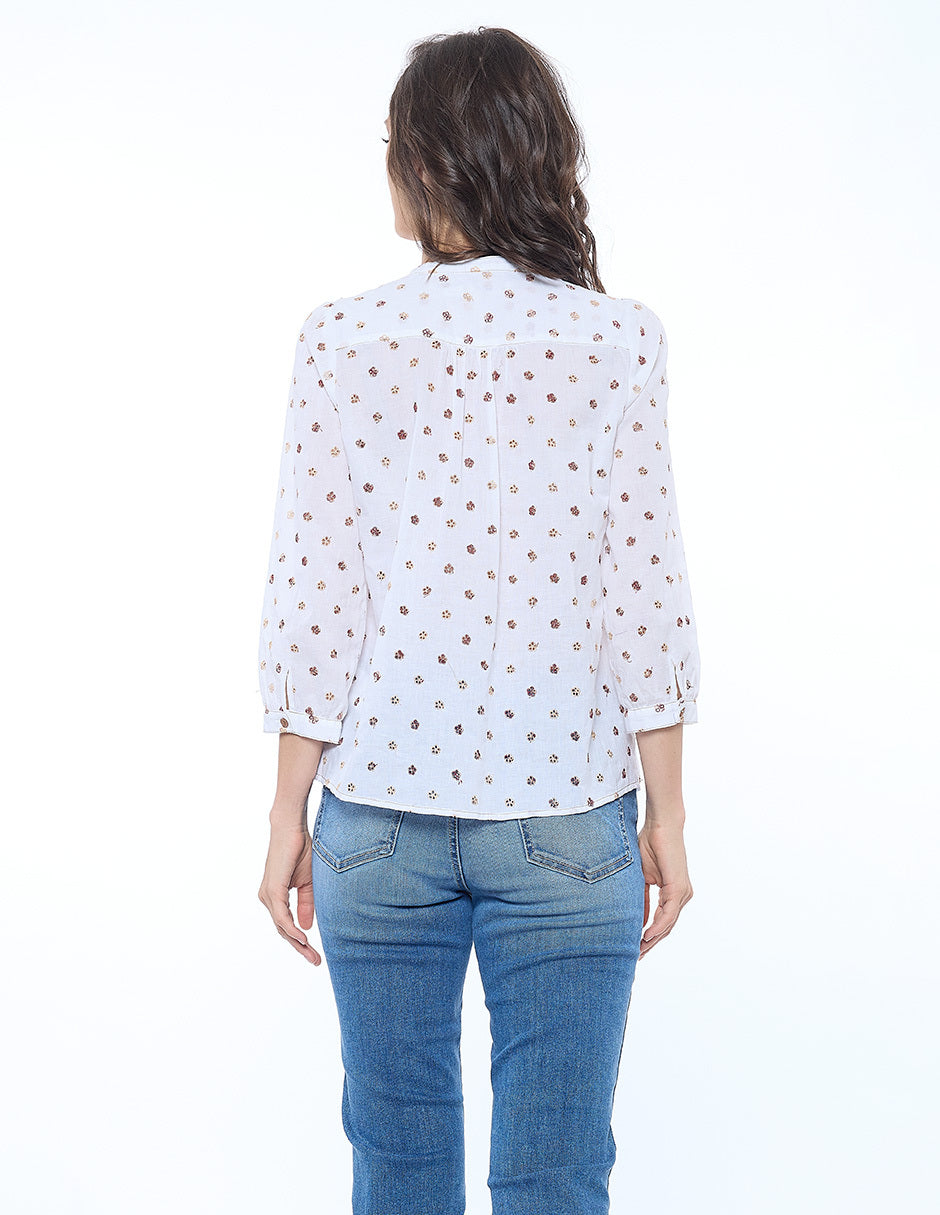 Blusa Blanco Bordada Esenciales