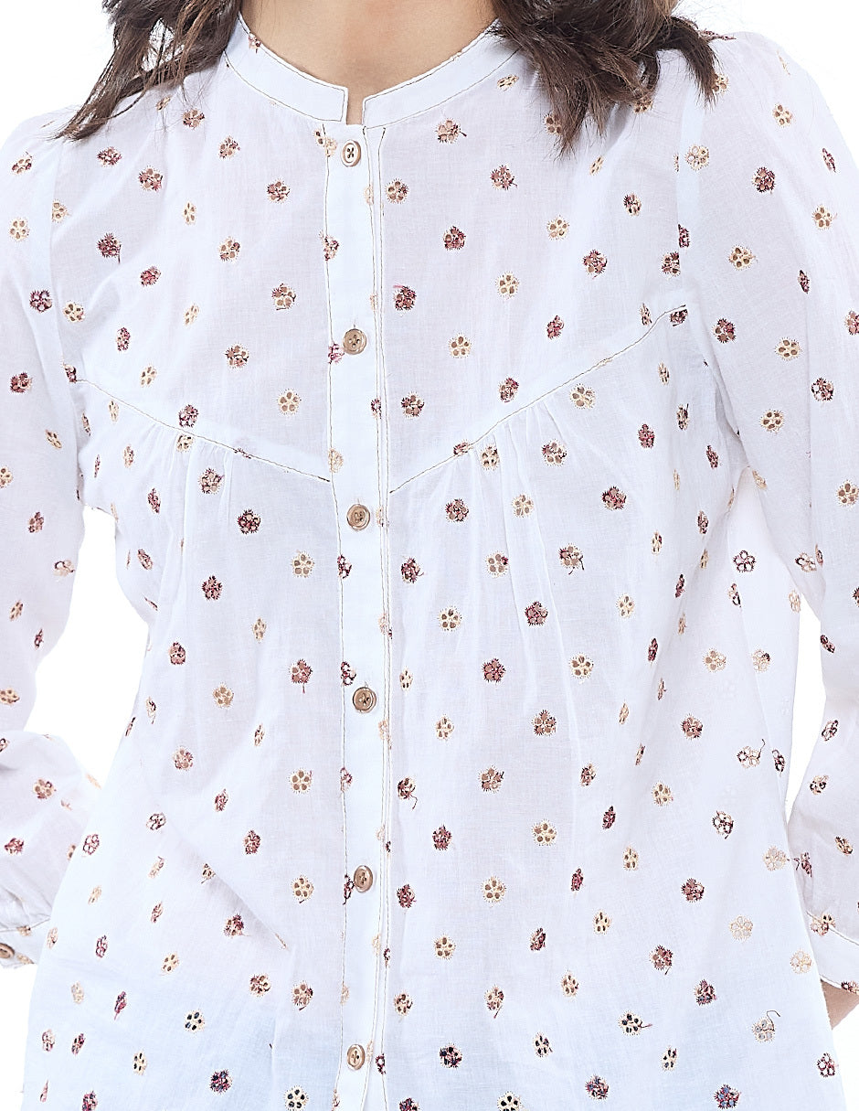 Blusa Blanco Bordada Esenciales