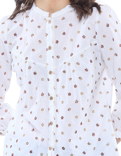 Blusa Blanco Bordada Esenciales