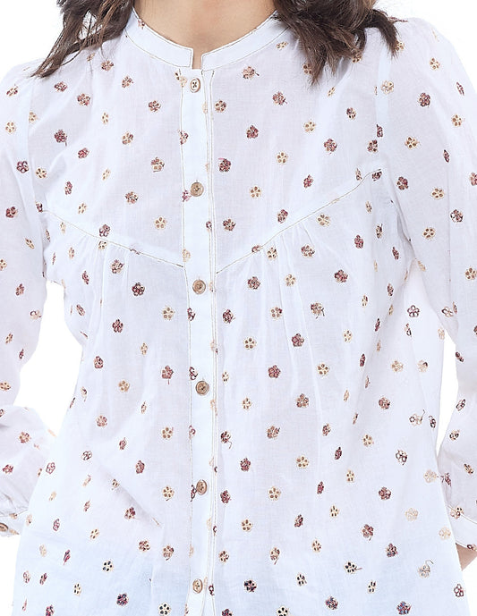 Blusa Blanco Bordada Esenciales