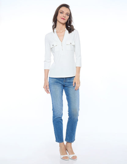 Blusa Hueso con Lurex Esenciales