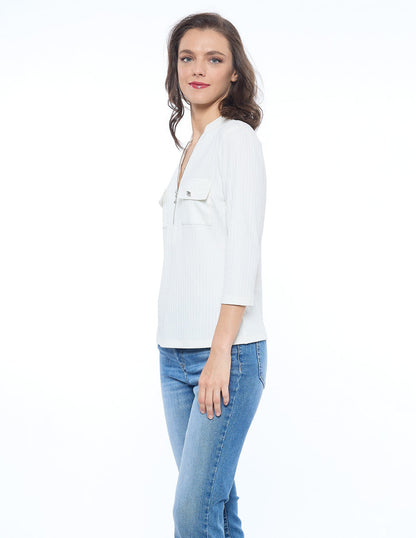 Blusa Hueso con Lurex Esenciales