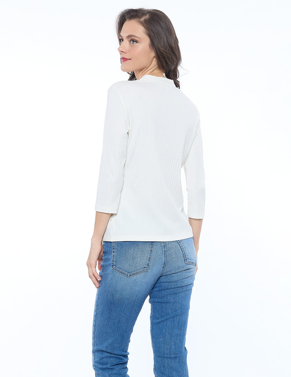 Blusa Hueso con Lurex Esenciales