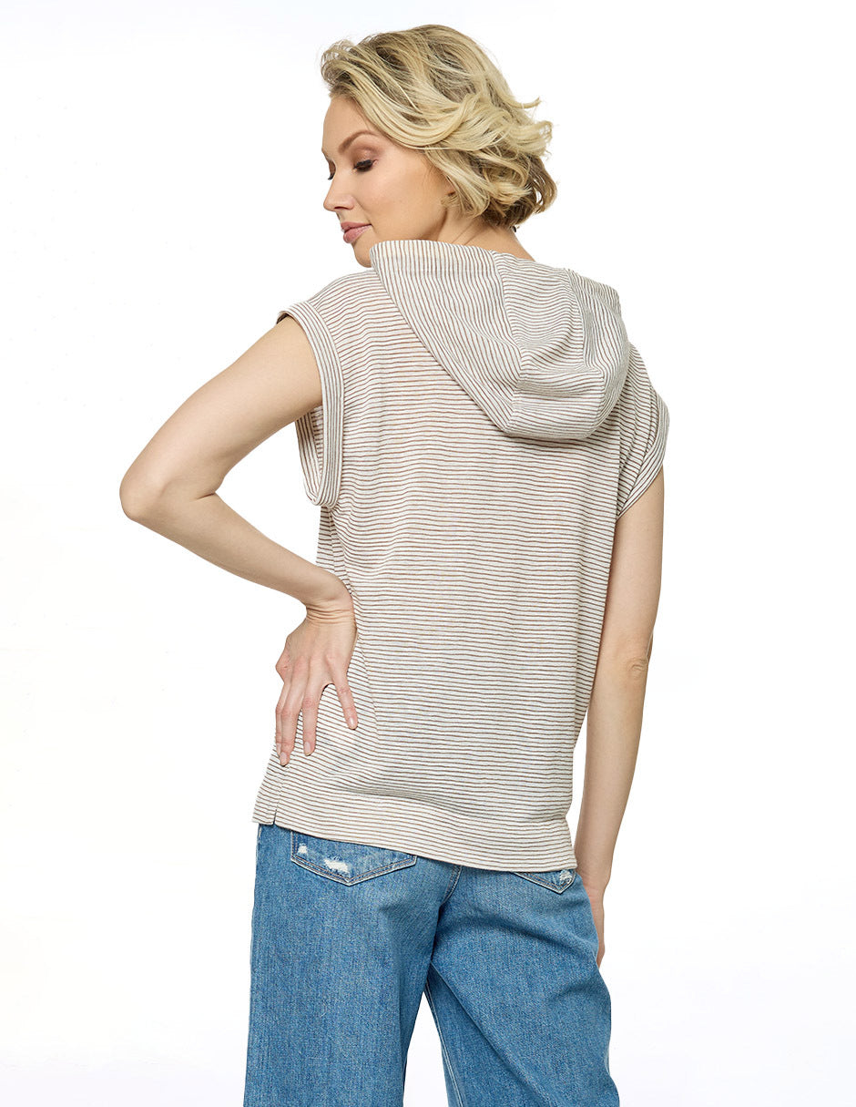 Sudadera Beige a Rayas Gorro Esenciales
