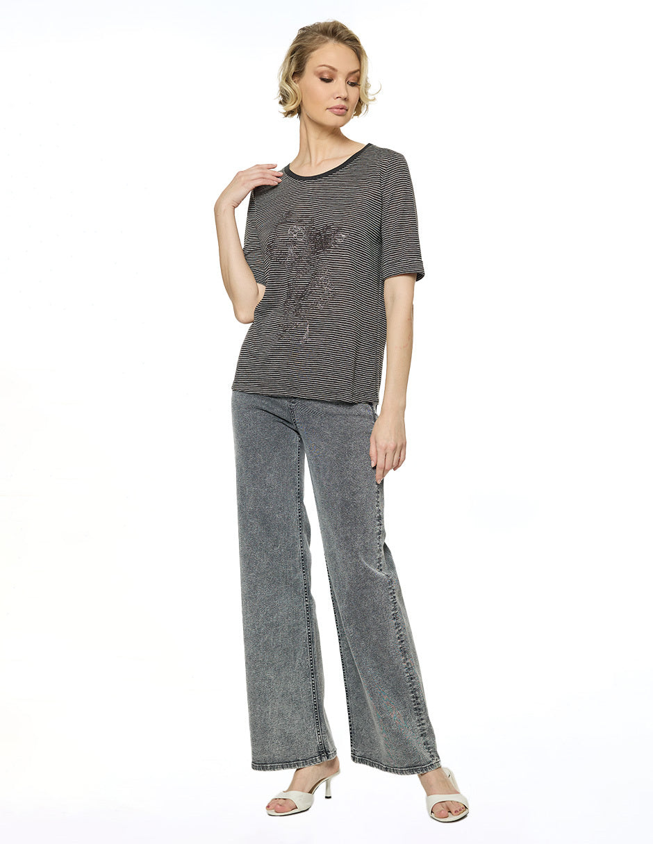 Blusa Negro a Rayas Esenciales