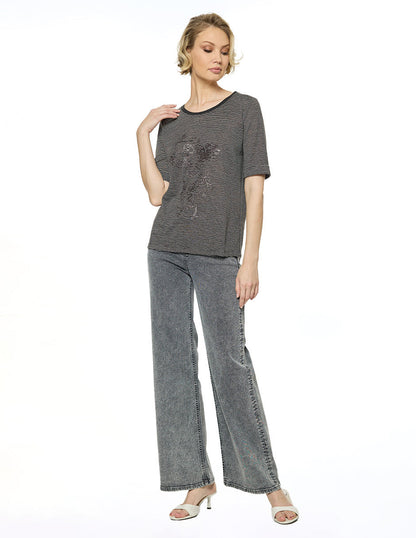 Blusa Negro a Rayas Esenciales