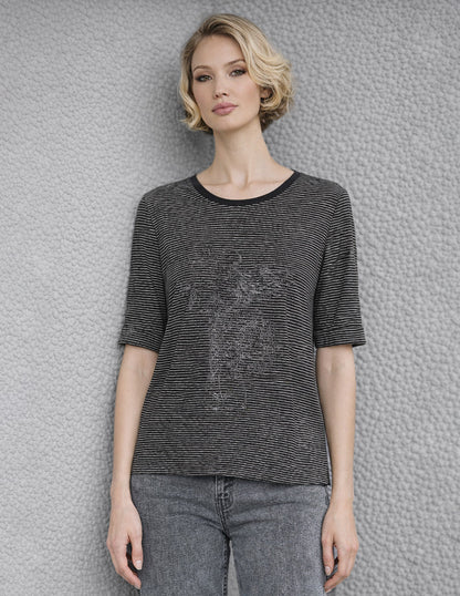 Blusa Negro a Rayas Esenciales