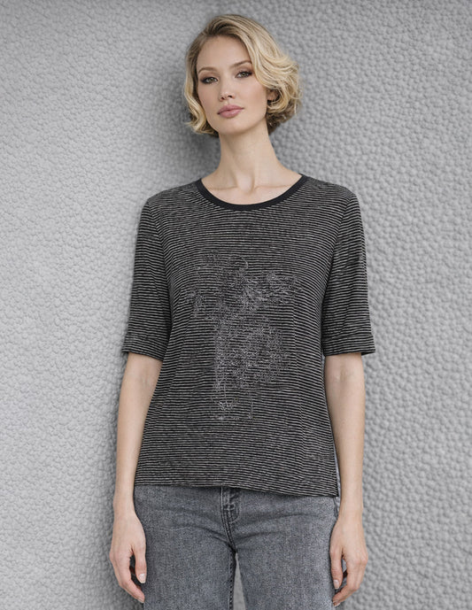 Blusa Negro a Rayas Esenciales
