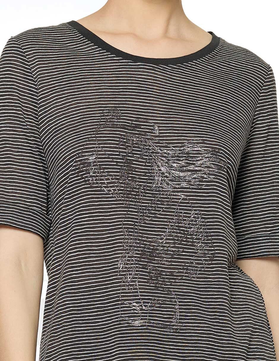 Blusa Negro a Rayas Esenciales