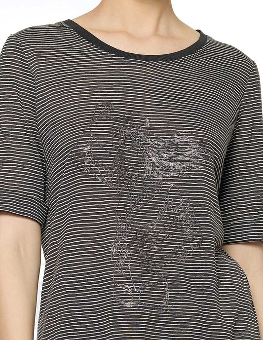 Blusa Negro a Rayas Esenciales