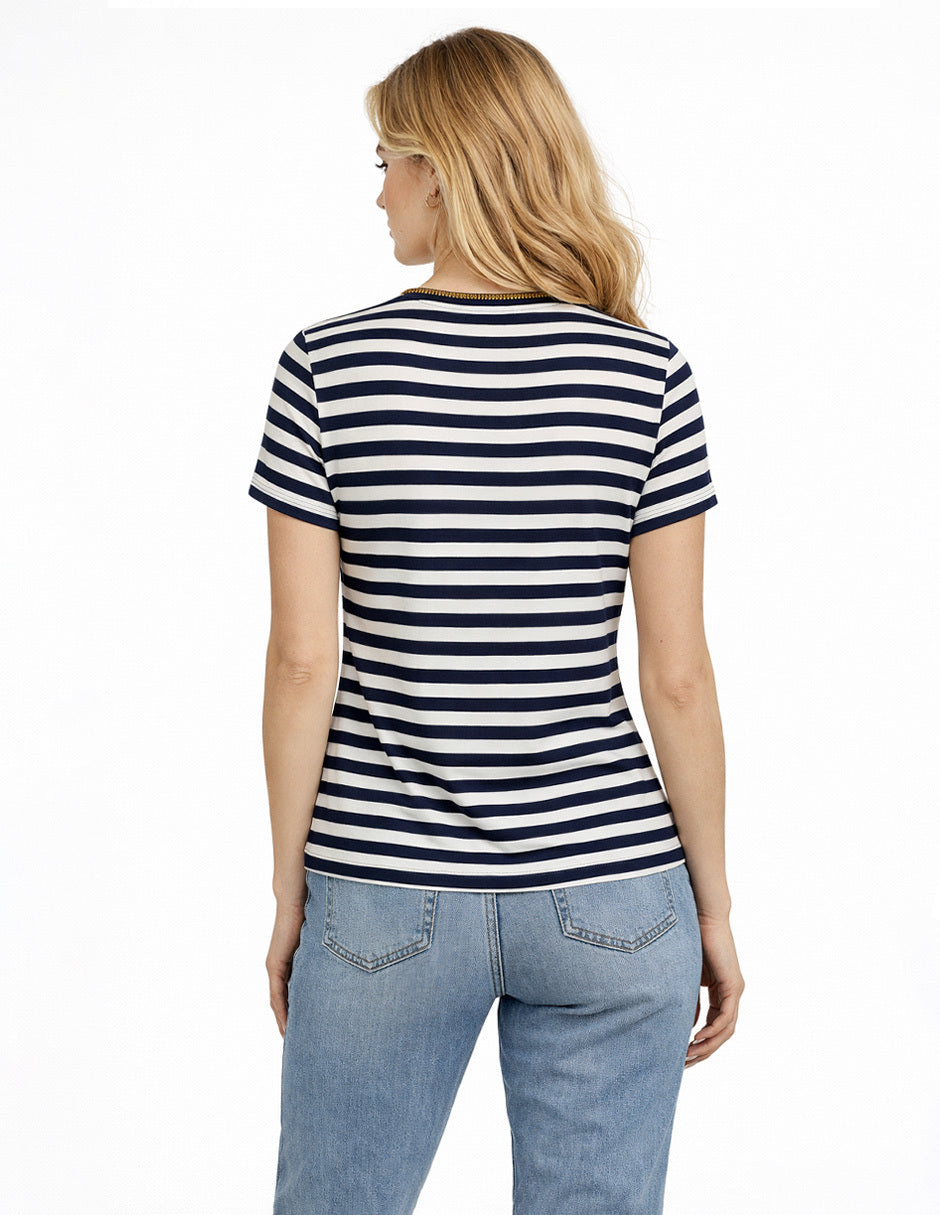Blusa Marino Rayas Esenciales