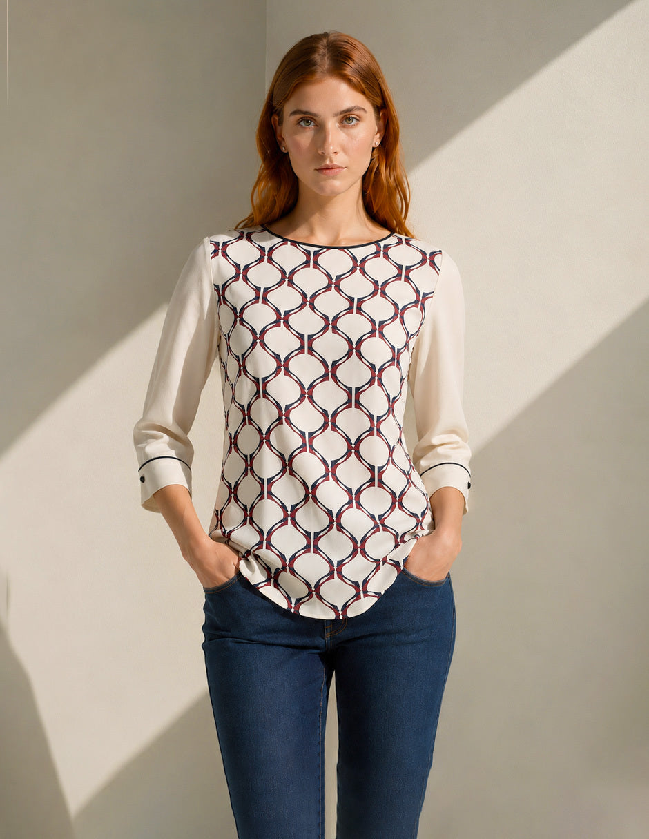 Blusa Beige Combinada Esenciales