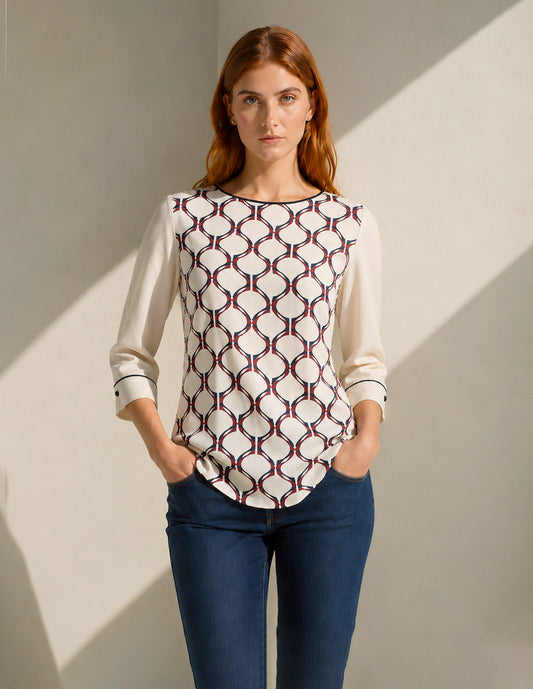 Blusa Beige Combinada Esenciales