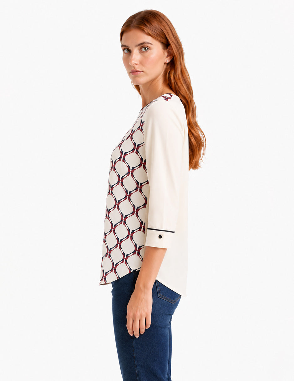 Blusa Beige Combinada Esenciales