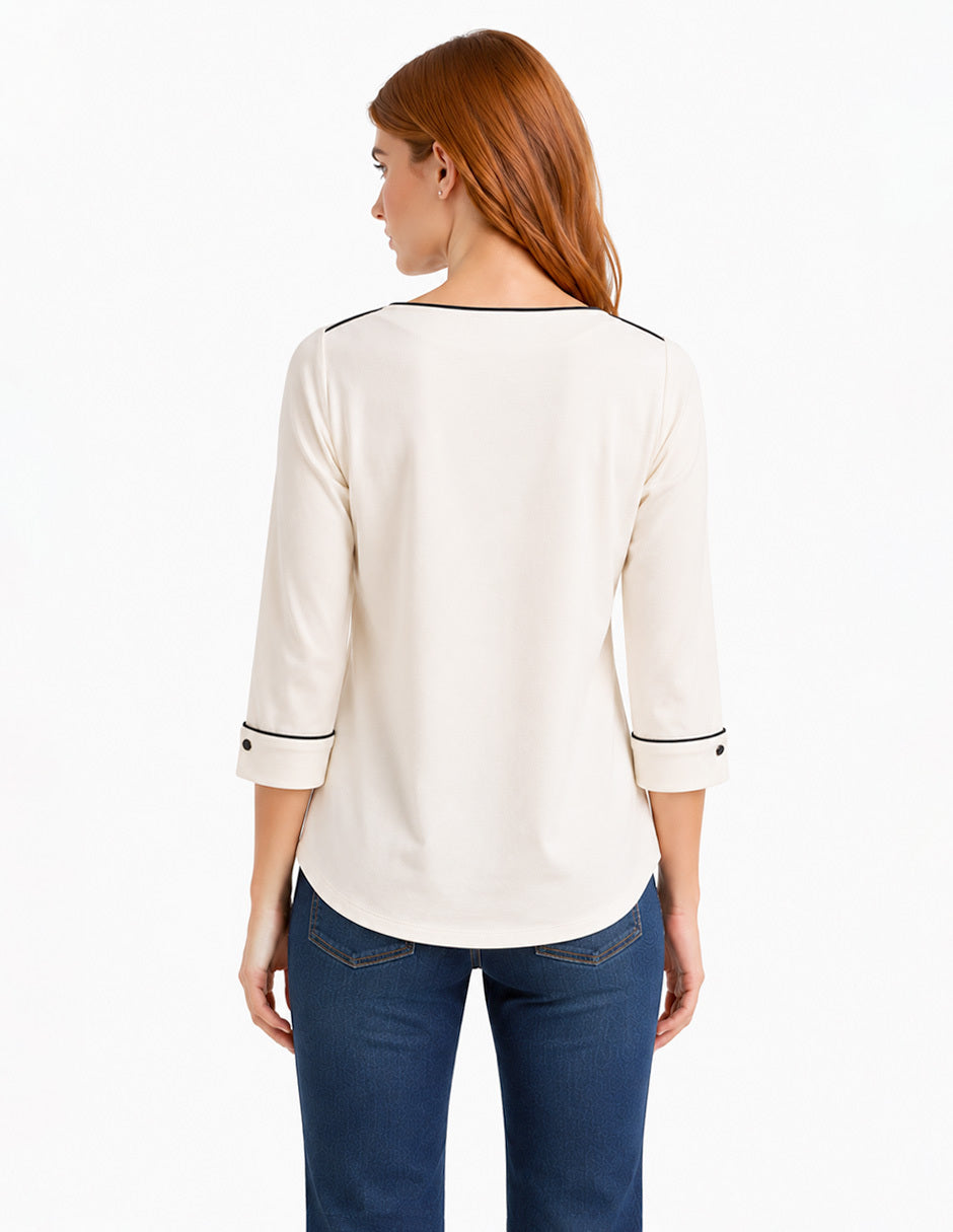 Blusa Beige Combinada Esenciales