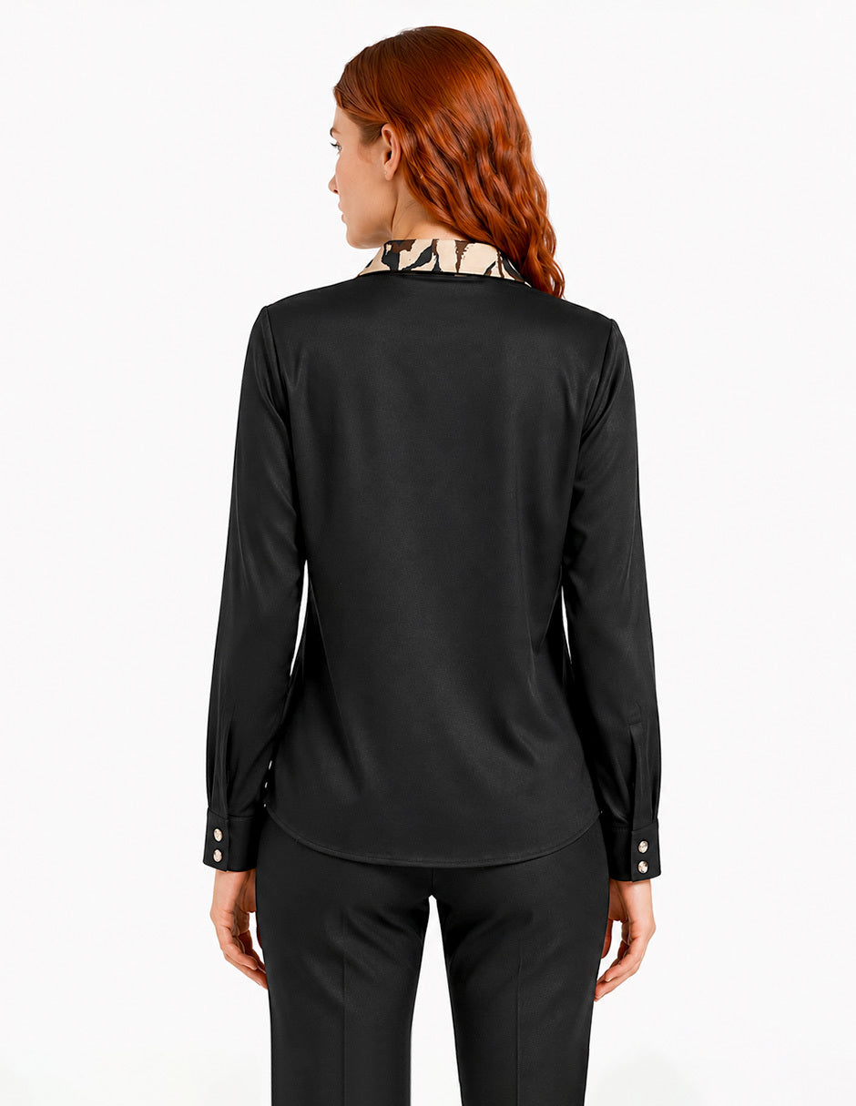 Blusa Camisera Negro Esenciales